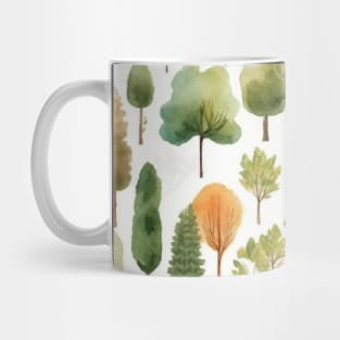 Pastel Oasis: A Serene Seamless Pattern of Trees and Plants in Soft Hues Mug